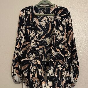 Billabong Black and Cream Floral Cardigan